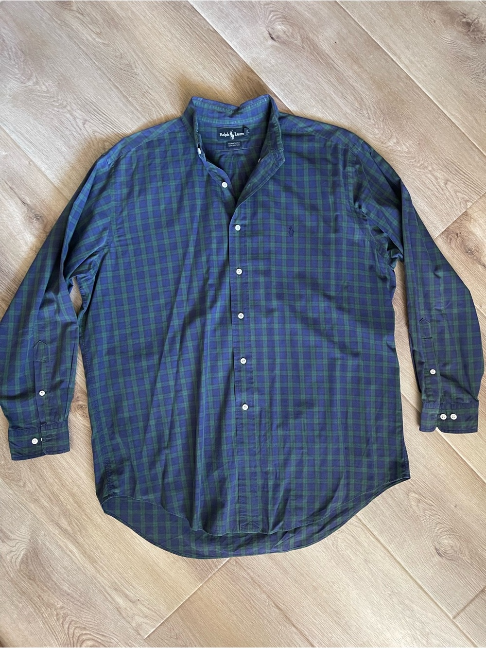 Ralph Lauren Green and Navy Plaid Button-Down Shirt